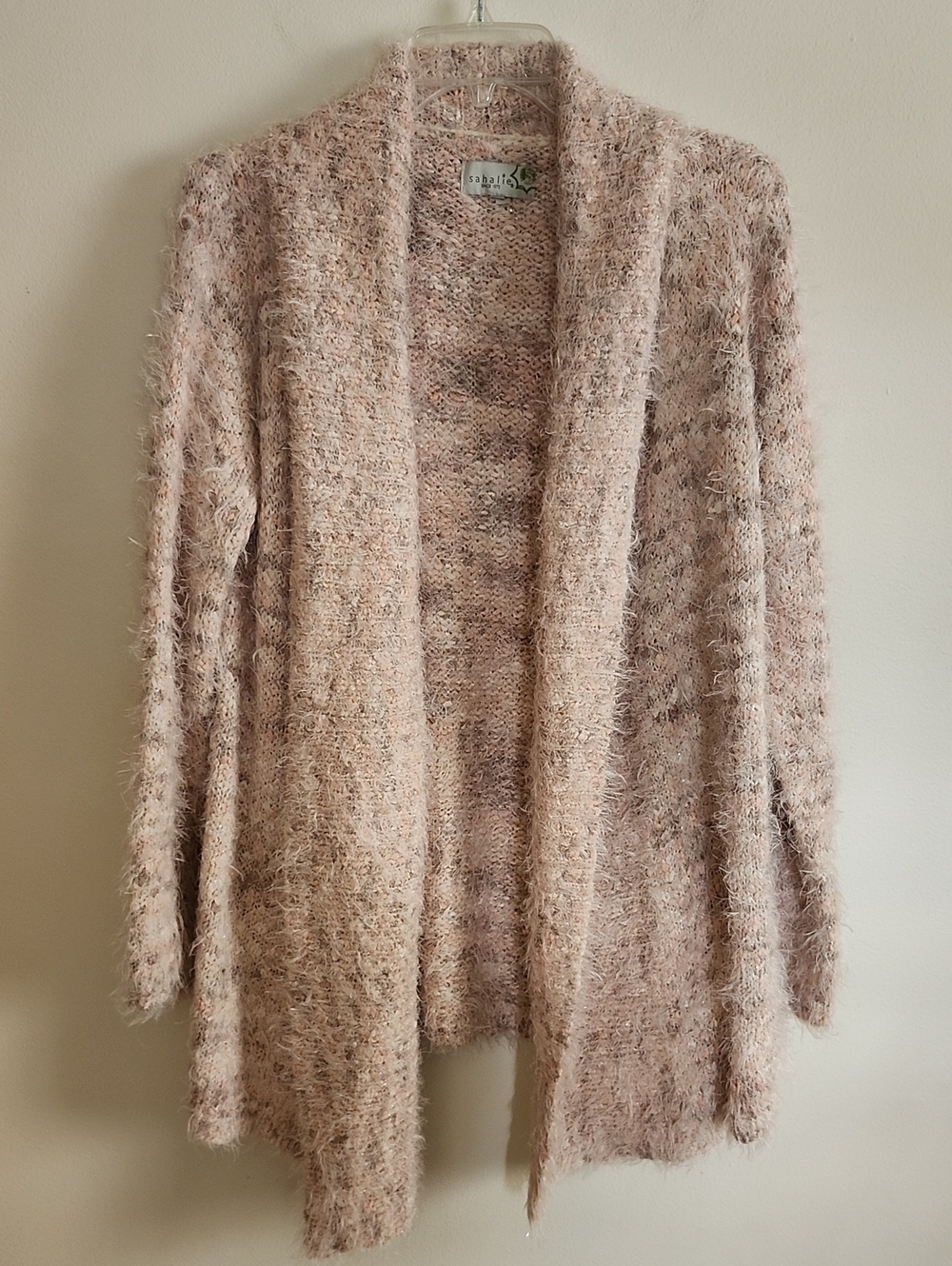 Sahalie Blush Eyelash Fuzzy Open-Front Cardigan Oversized